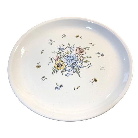 Tabletops Unlimited Victorian Bouquet Dinner Plate Floral No Trim Blue Peach Yel - Picture 1 of 2
